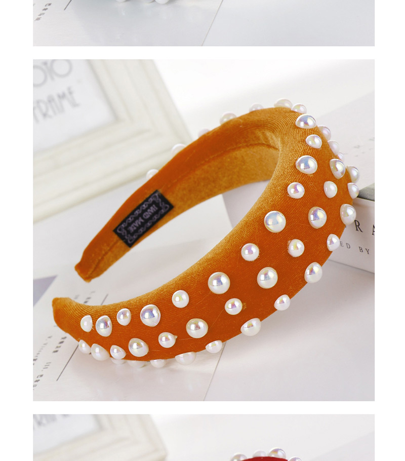 Fashion Khaki Brightness Pearl Sponge Beads Headband,Head Band