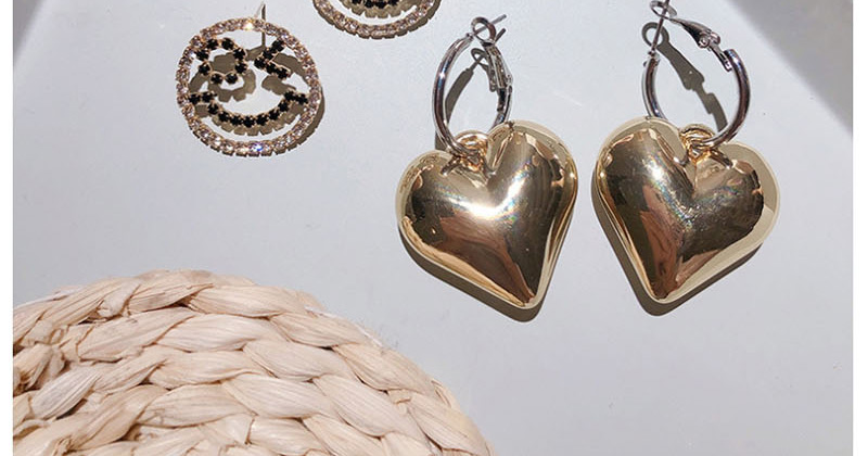 Fashion Smiley Face ( Silver Needle) Gold Metal Love Smiley Earrings,Stud Earrings