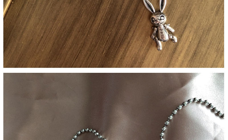 Fashion Silver Distressed Bunny Necklace,Pendants