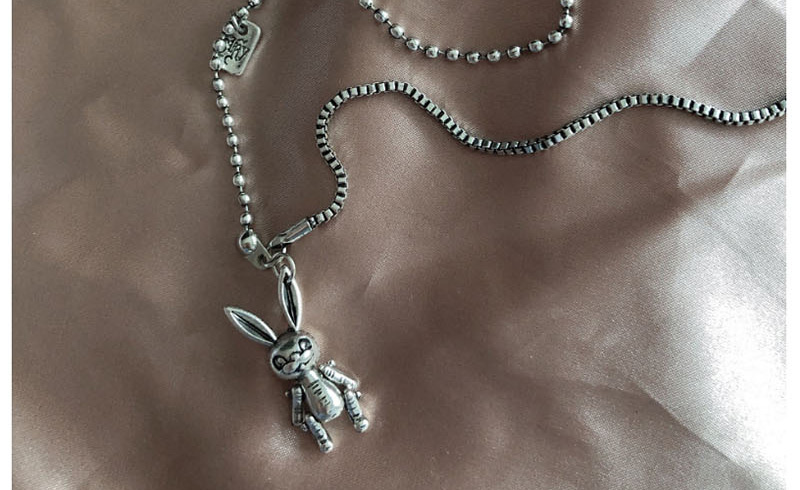 Fashion Silver Distressed Bunny Necklace,Pendants