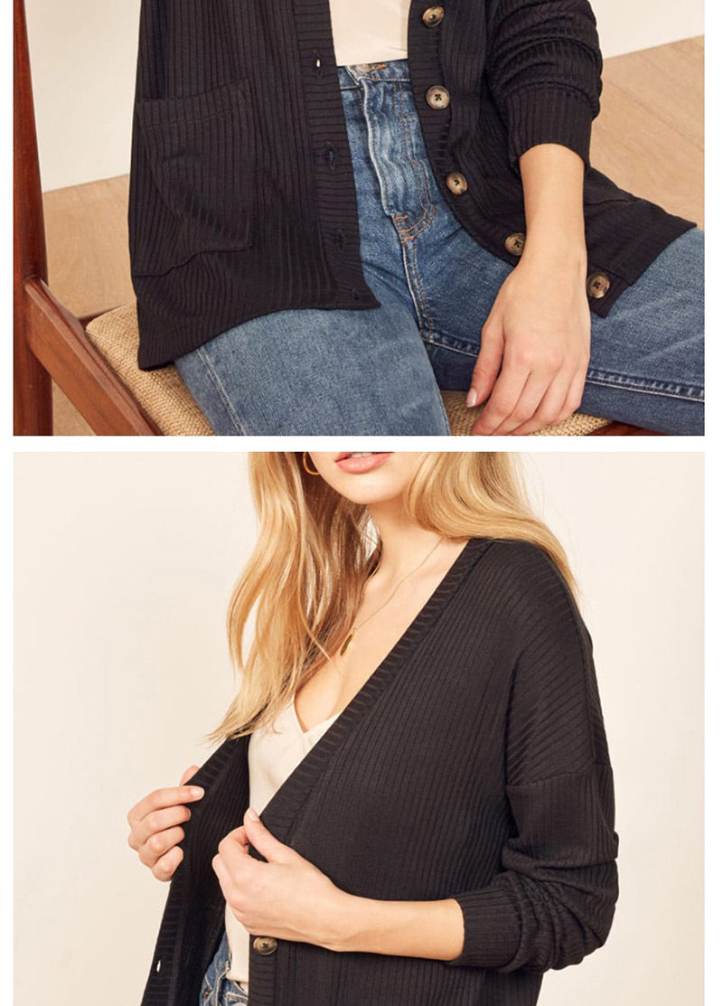 Fashion Black Sunscreen Single-breasted Knit Cardigan,Sweater