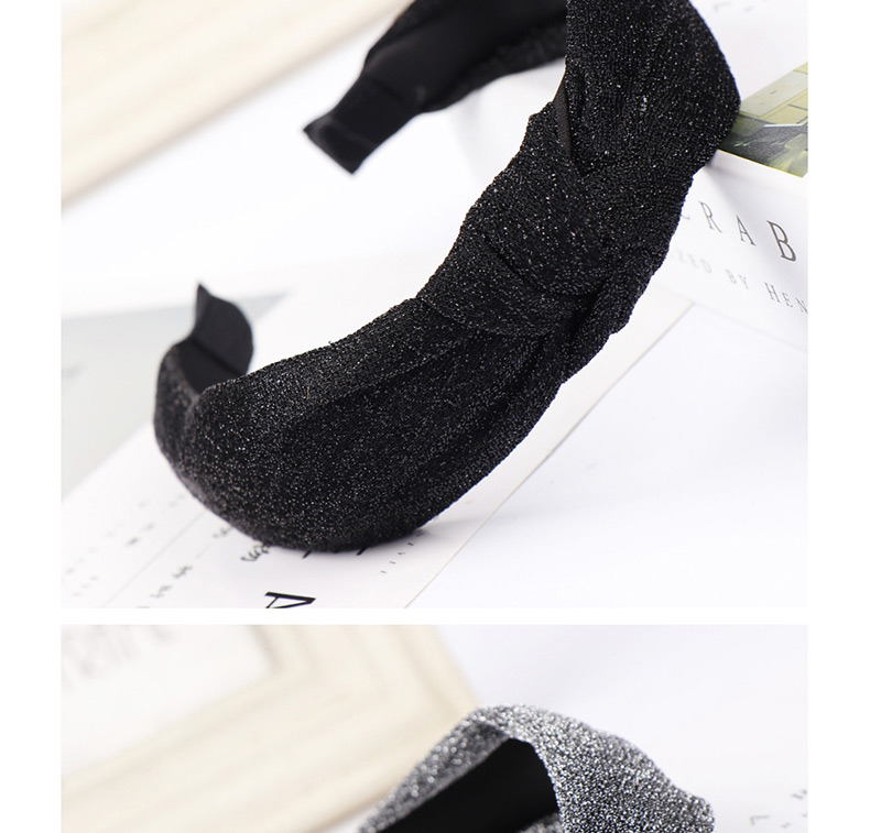 Fashion Black Bright Silk Cloth Elastic Knotted Headband,Head Band