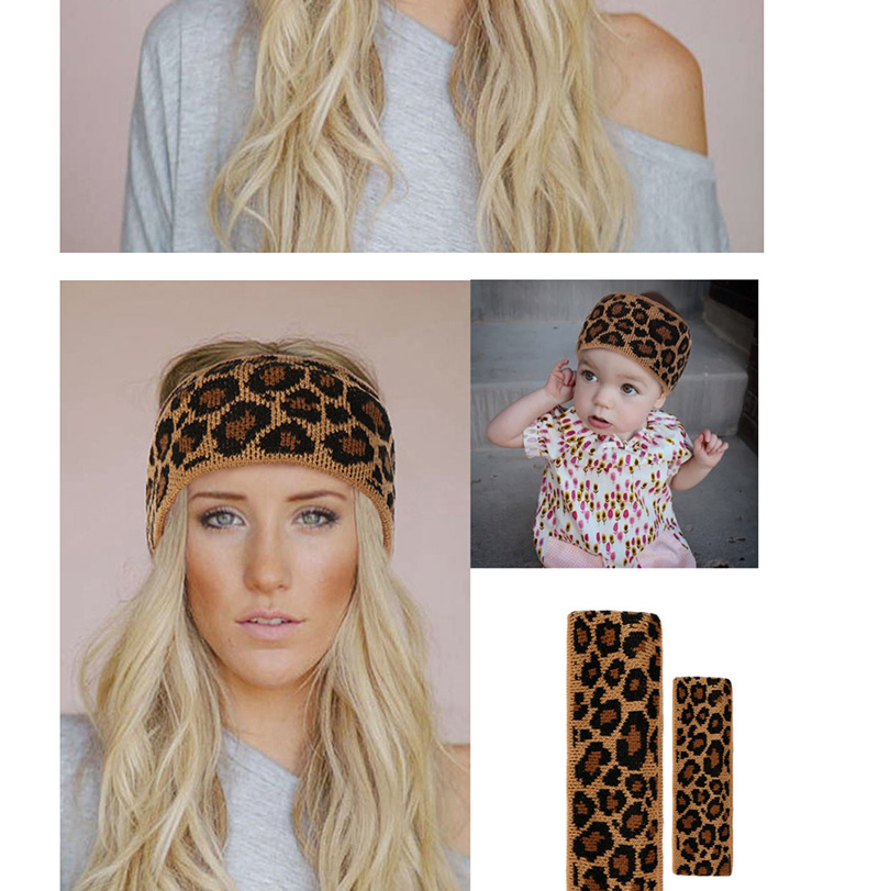 Fashion Leopard Print Hood Baby Knit Wide-brimmed Hair Band,Hair Ribbons