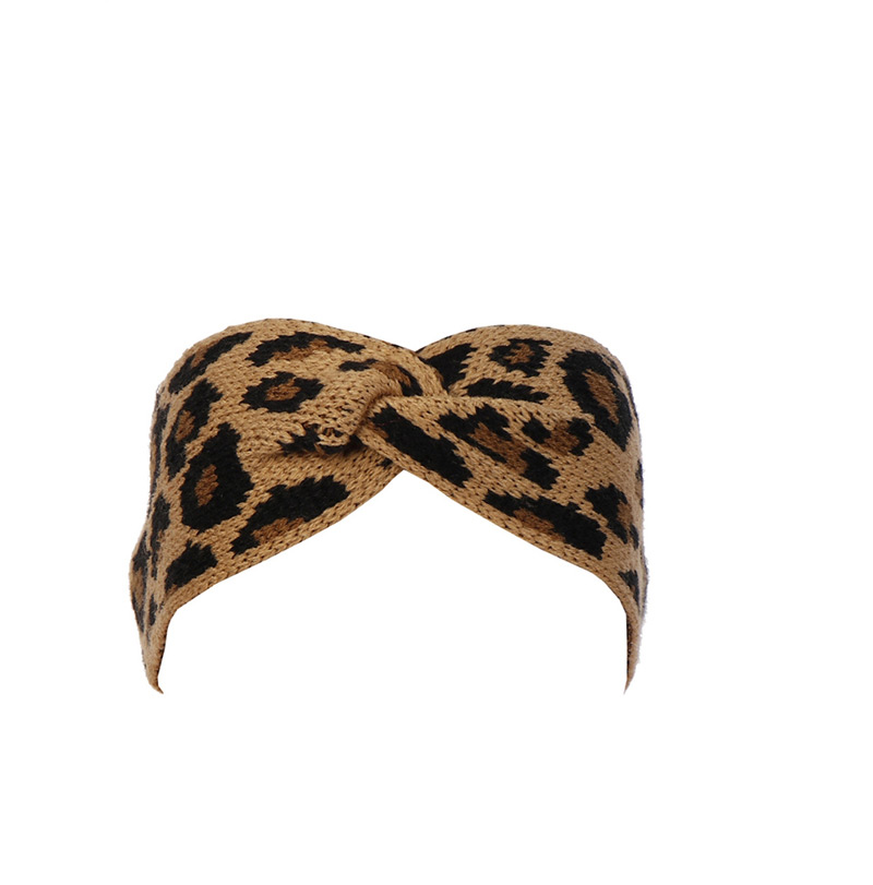 Fashion Leopard Print Hood Baby Knit Wide-brimmed Hair Band,Hair Ribbons