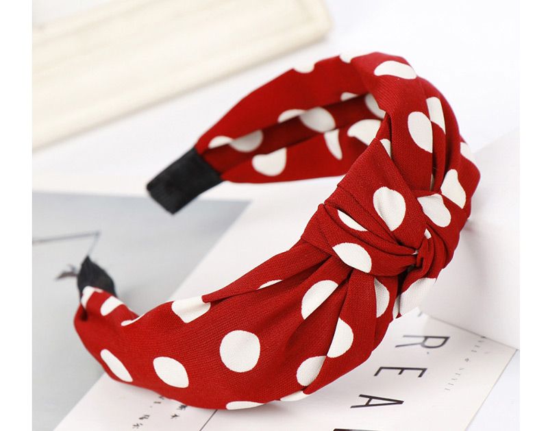 Fashion Red Chiffon Dot Wide-width Cross-stitched Headband,Head Band