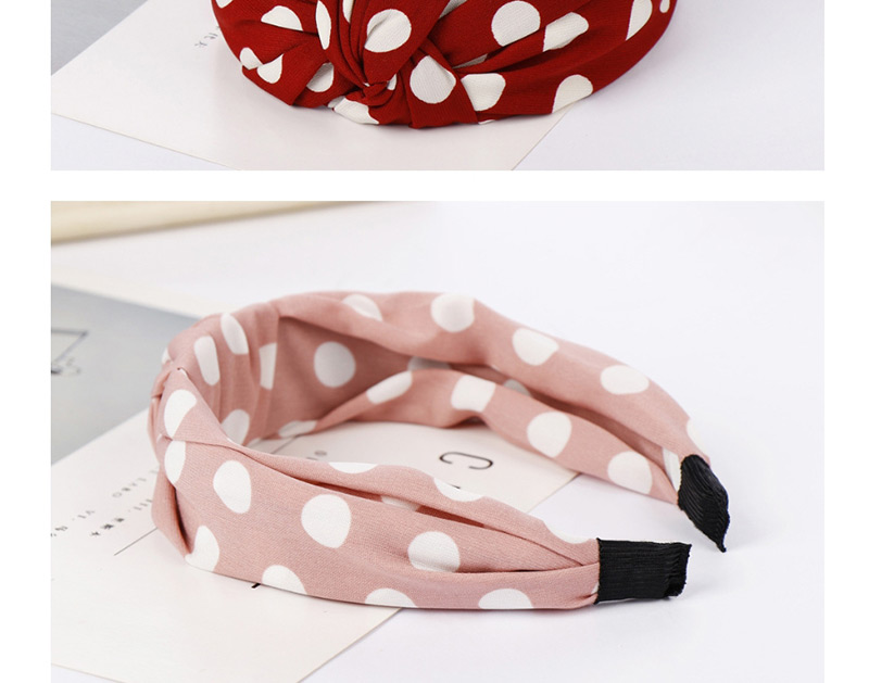 Fashion Red Chiffon Dot Wide-width Cross-stitched Headband,Head Band