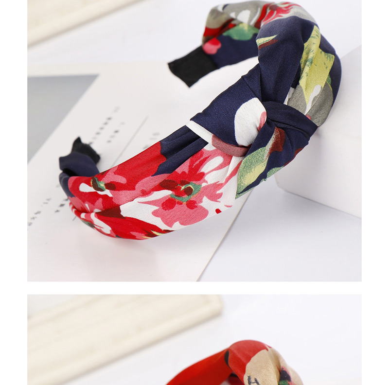 Fashion Big Red Flower Fabric Wide-brimmed Knotted Cross-bow Headband,Head Band