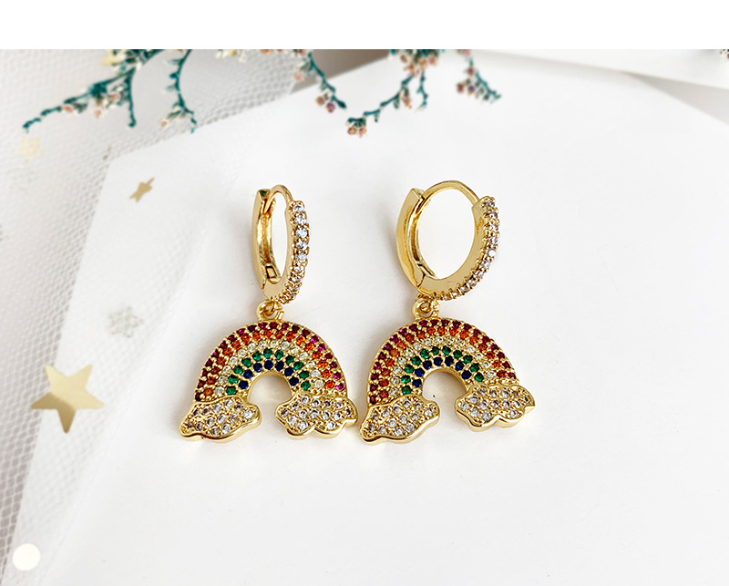 Fashion Gold Copper Inlaid Zircon Cloud Stud Earrings,Earrings