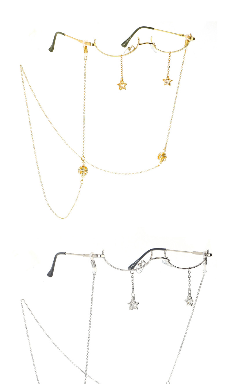 Fashion Gold Stars Star Zircon Lensless Glasses Frame,Sunglasses Chain