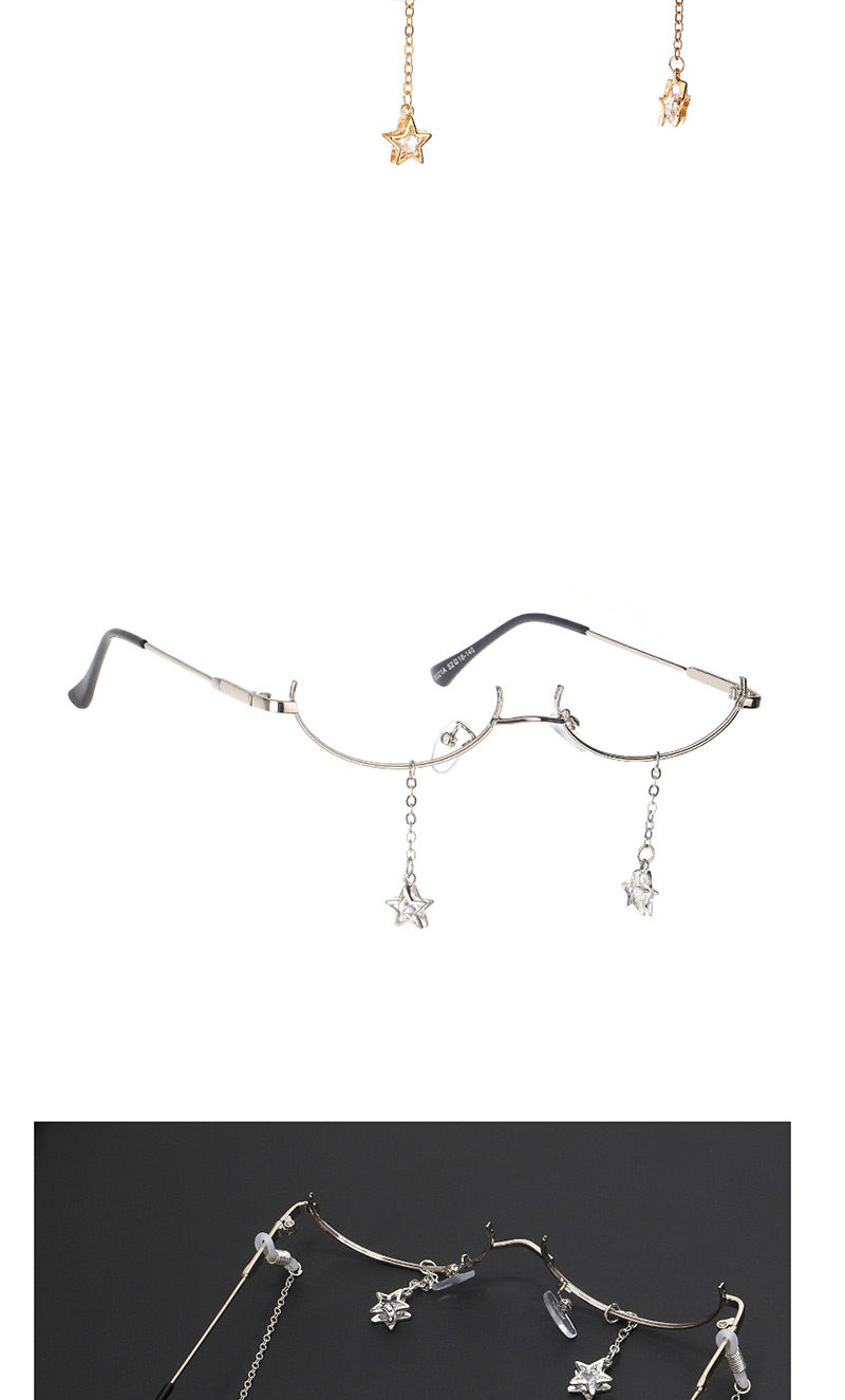 Fashion Silver Glasses Star Zircon Lensless Glasses Frame,Sunglasses Chain
