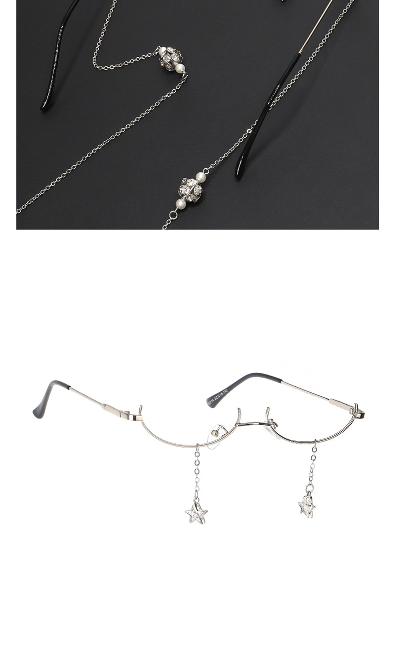 Fashion Silver Lantern Chain Star Zircon Lensless Glasses Frame,Sunglasses Chain