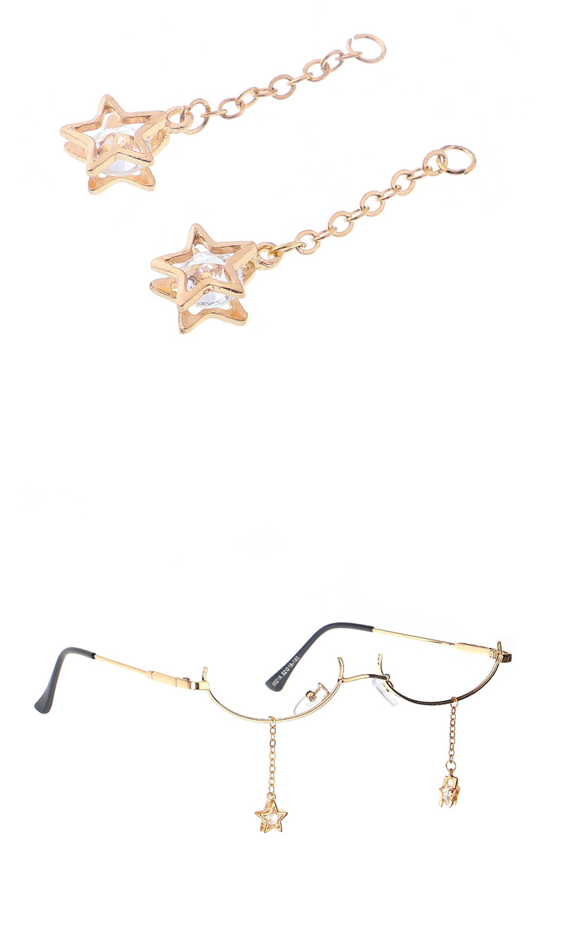 Fashion Golden Set Star Zircon Lensless Glasses Frame,Sunglasses Chain