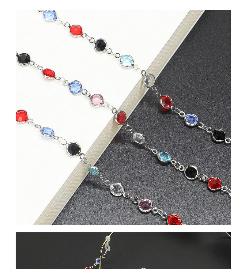 Fashion Silver With Colorful Transparent Glass Bead Chain,Sunglasses Chain