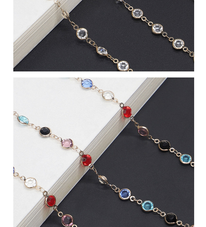 Fashion Silver With Colorful Transparent Glass Bead Chain,Sunglasses Chain