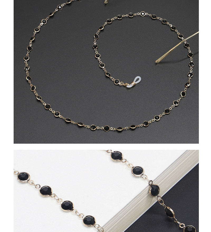 Fashion Silver With Black Transparent Glass Bead Chain,Sunglasses Chain