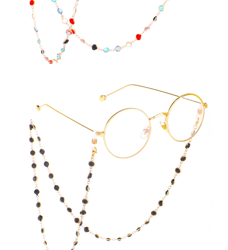 Fashion Gold With Black Transparent Glass Bead Chain,Sunglasses Chain