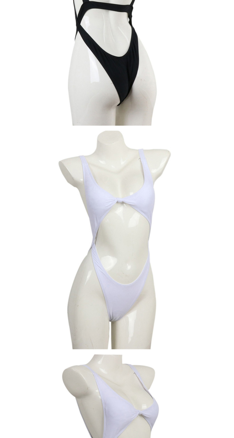 Fashion White Gathered Chest Pad One-piece Swimsuit,One Pieces
