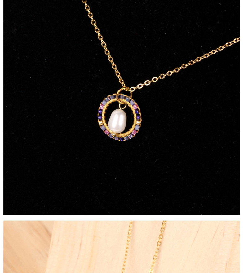 Fashion Gold Rice Beads Woven Round Pearl Stainless Steel Necklace,Necklaces