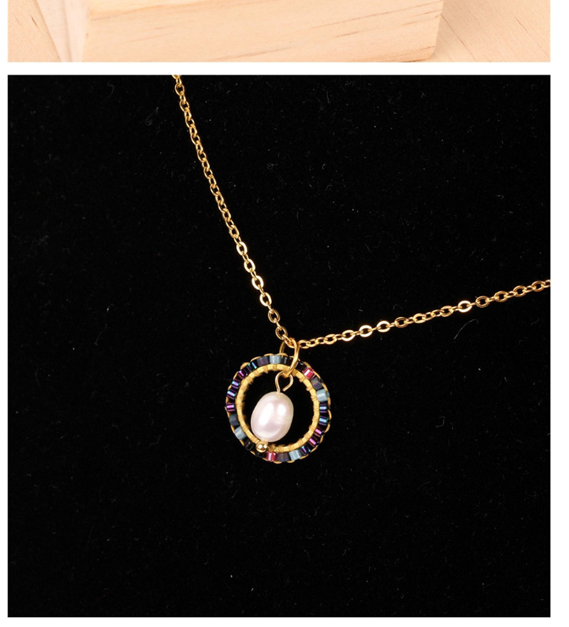 Fashion Gold Rice Beads Woven Round Pearl Stainless Steel Necklace,Necklaces