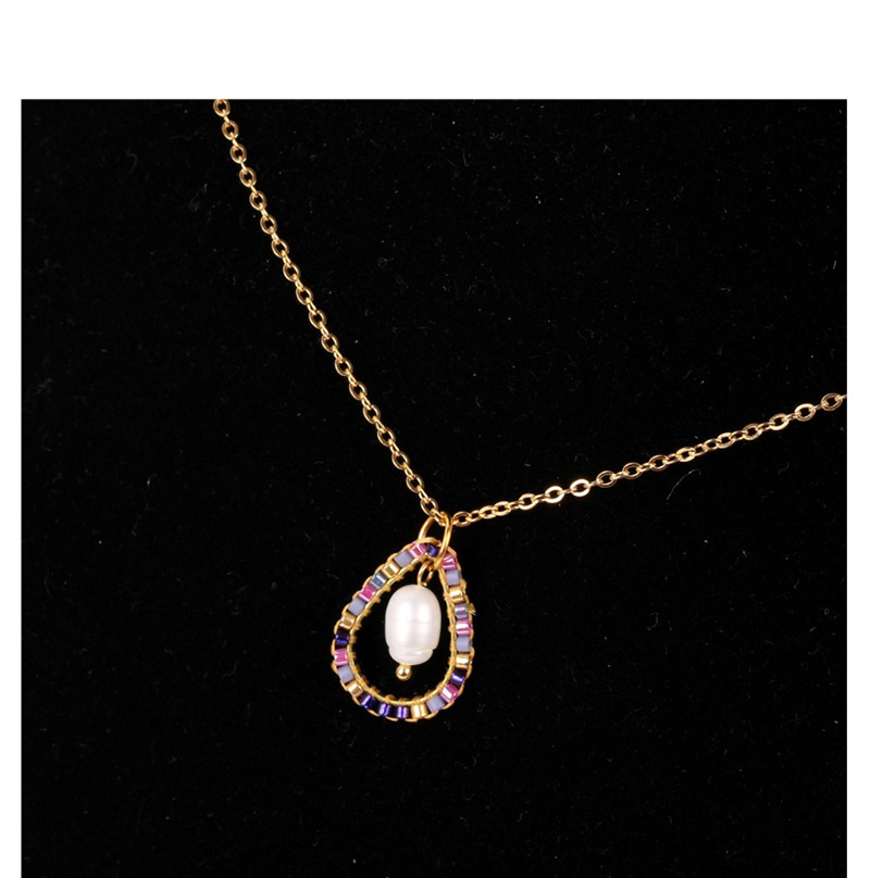 Fashion Gold Rice Beads Drop-shaped Pearl Stainless Steel Necklace,Necklaces