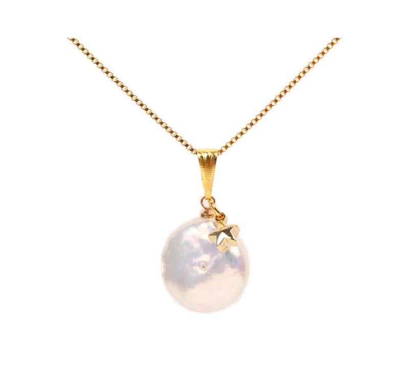 Fashion Gold Natural Shaped Pearl Star Stainless Steel Necklace,Necklaces