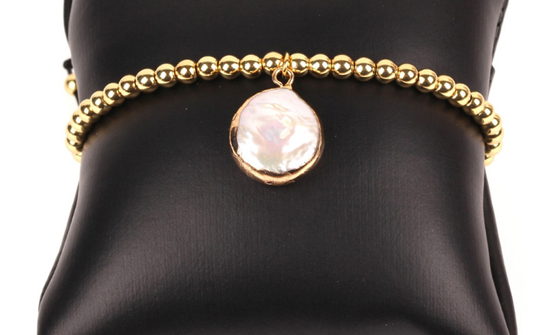 Fashion Gold Braided 4mm Copper Bead Shaped Pearl Bracelet,Bracelets