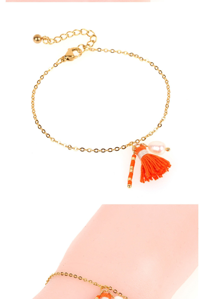 Fashion Gold Tassel Freshwater Pearl Rice Beads Stainless Steel Fine Bracelet,Bracelets