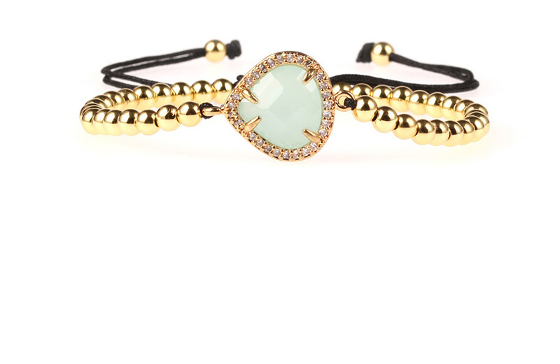 Fashion Gold Imitation Opal Droplet Crystal Solid Copper Gold Bead Braided Bracelet,Bracelets