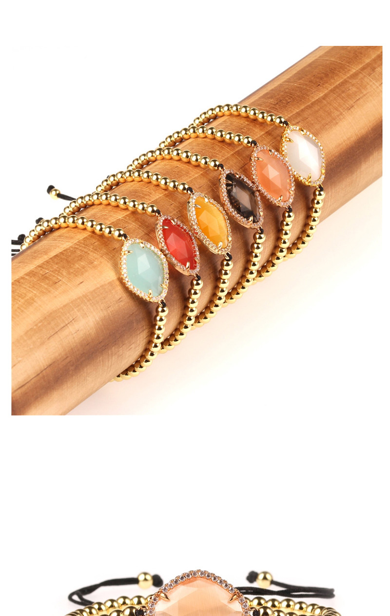 Fashion Gold Imitation Opal Diamond Rhodium Crystal Gold-plated Solid Copper Bead Woven Bracelet,Bracelets