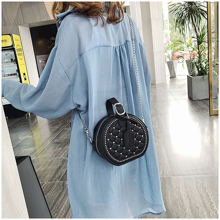 Fashion Khaki Rhombic Rivet Portable Slung Shoulder Bag,Handbags