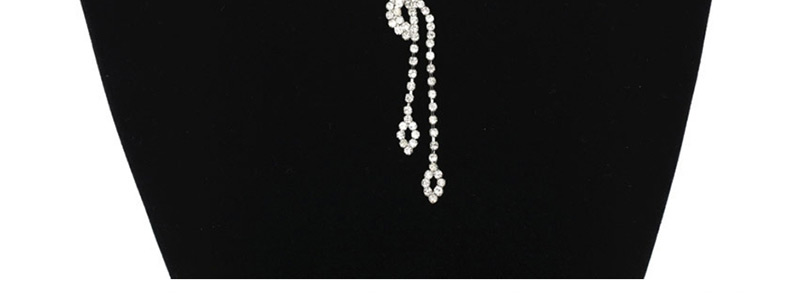 Fashion Silver Diamond-set Tassel Pierced Necklace Earrings Two-piece,Jewelry Sets