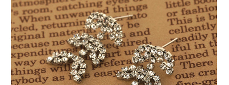 Fashion Silver Leaf Openwork Diamond Necklace Earrings Set,Jewelry Sets