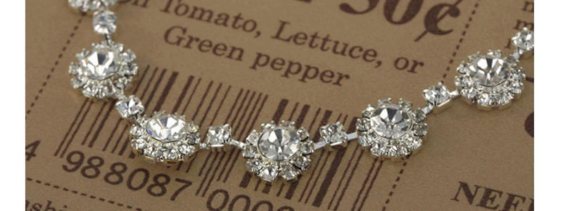 Fashion White Flower-shaped Diamond Stud Earrings Set,Jewelry Sets