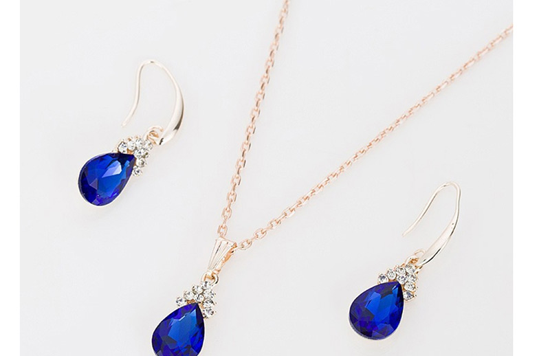 Fashion Blue Diamond Earrings Necklace Set,Jewelry Sets