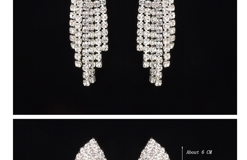 Fashion Silver Crystal Tassel Earrings,Drop Earrings