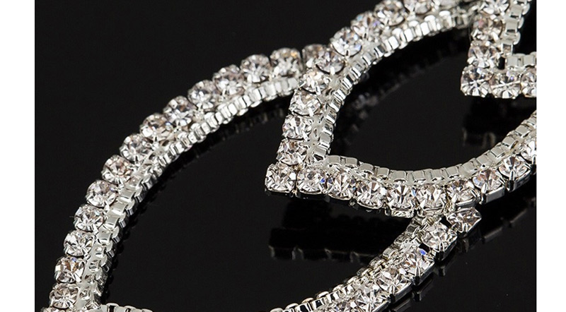 Fashion Silver Full Diamond Crystal Hollow Earrings,Drop Earrings
