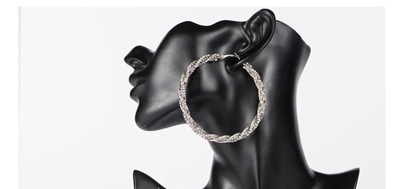 Fashion Silver Spiral Hollow Diamond Earrings,Hoop Earrings