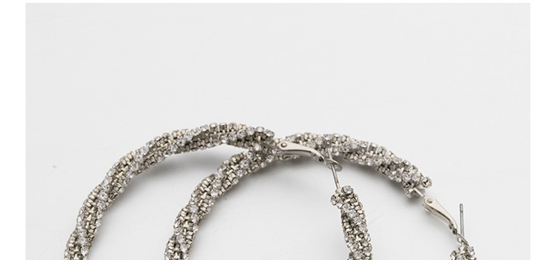 Fashion Silver Spiral Hollow Diamond Earrings,Hoop Earrings