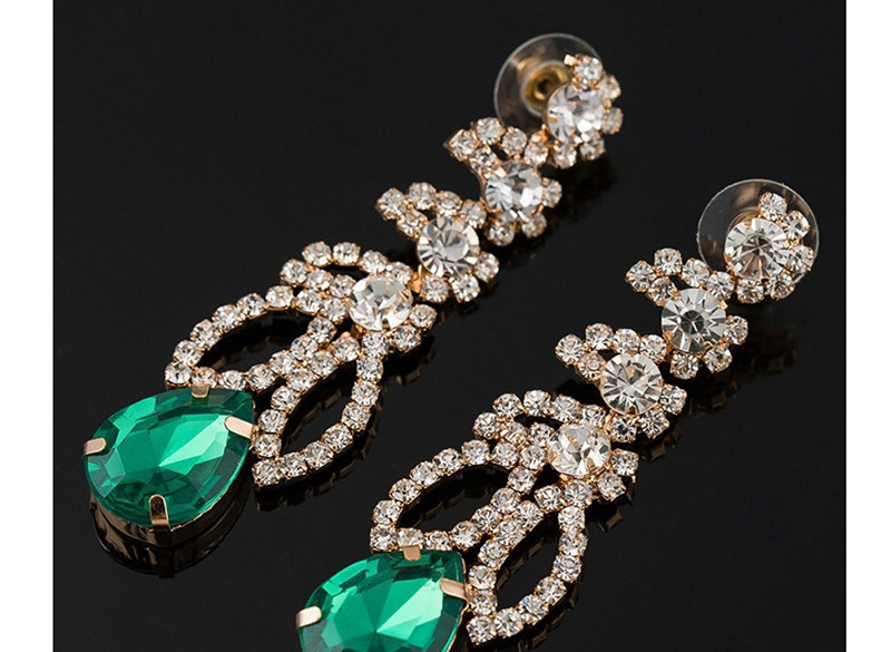 Fashion Green Diamond Earrings,Drop Earrings