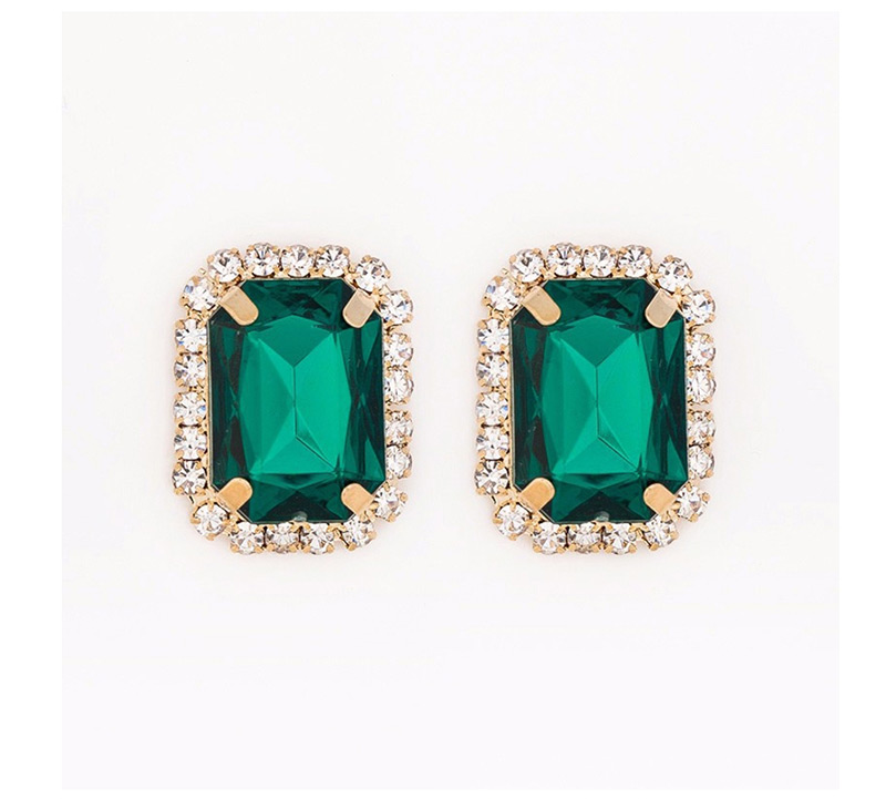 Fashion Green Crystal Gemstone Earrings,Stud Earrings