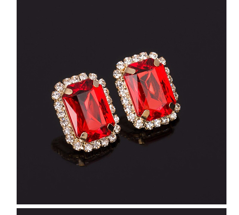 Fashion Red Crystal Gemstone Earrings,Stud Earrings