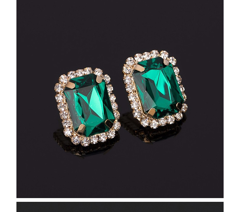 Fashion Green Crystal Gemstone Earrings,Stud Earrings