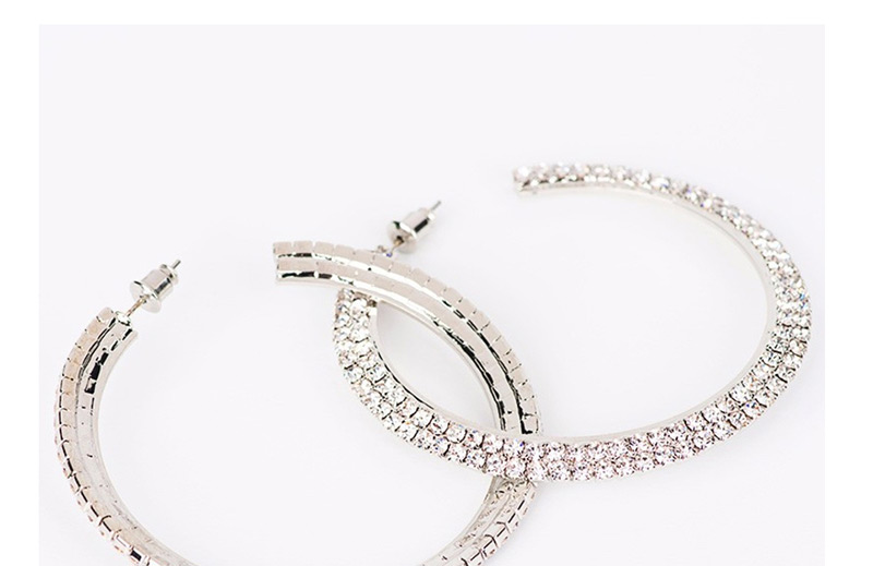 Fashion Silver Full Diamond Large Circle Earrings,Hoop Earrings