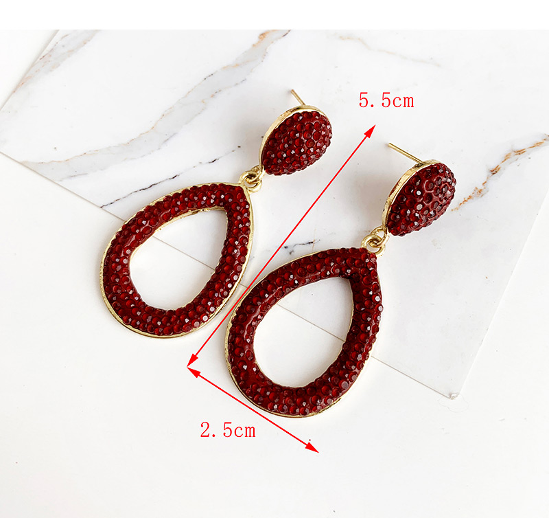 Fashion Red Wine Alloy Diamond Drop Earrings,Drop Earrings