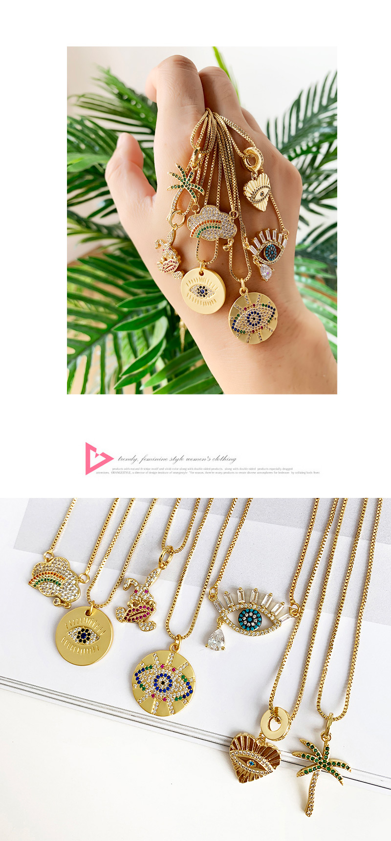 Fashion Gold Copper Inlaid Zircon Cloud Necklace,Necklaces