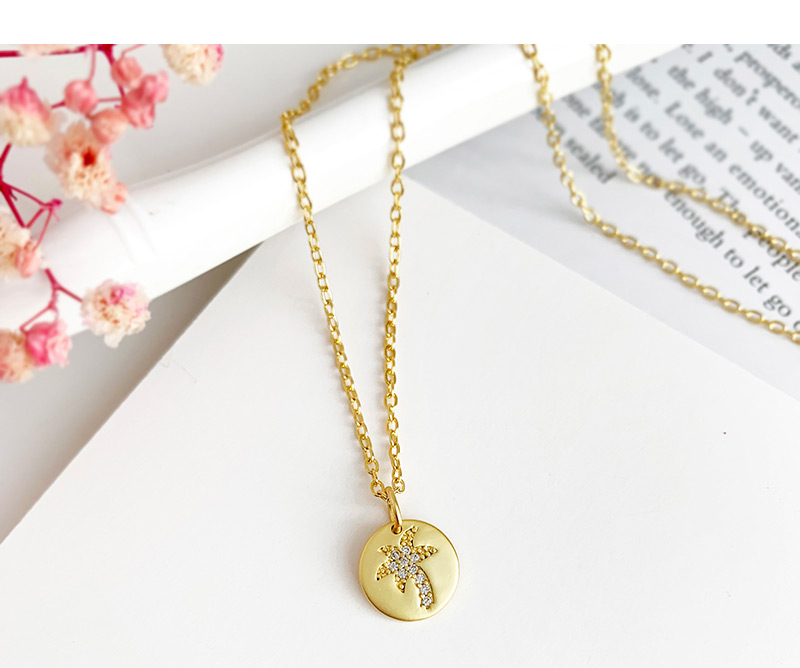 Fashion Gold Copper Inlaid Zircon Round Eye Necklace,Necklaces