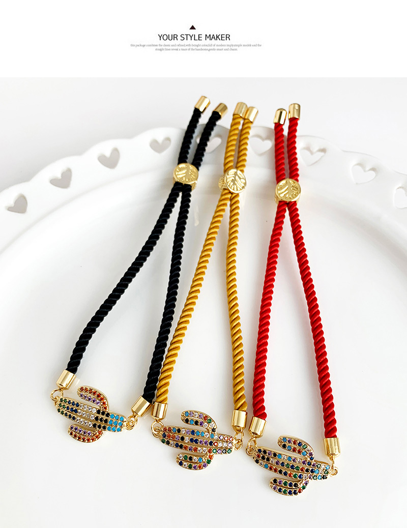 Fashion Gold Copper Inlay Zircon Cactus Bracelet,Bracelets