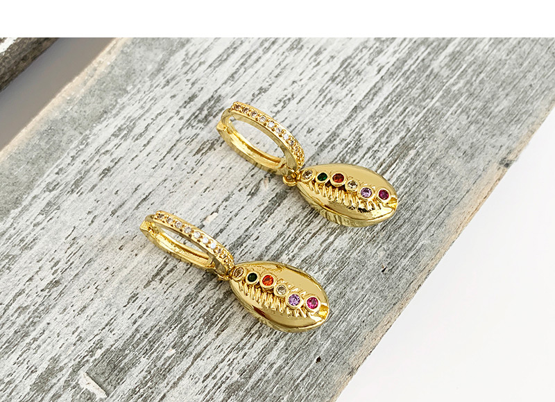 Fashion Gold Copper Inlaid Zircon Round Palm Stud Earrings,Earrings