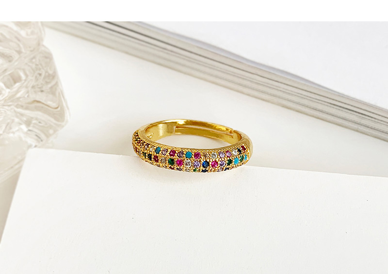 Fashion Gold Copper Inlaid Zircon Ring (1PCS),Rings