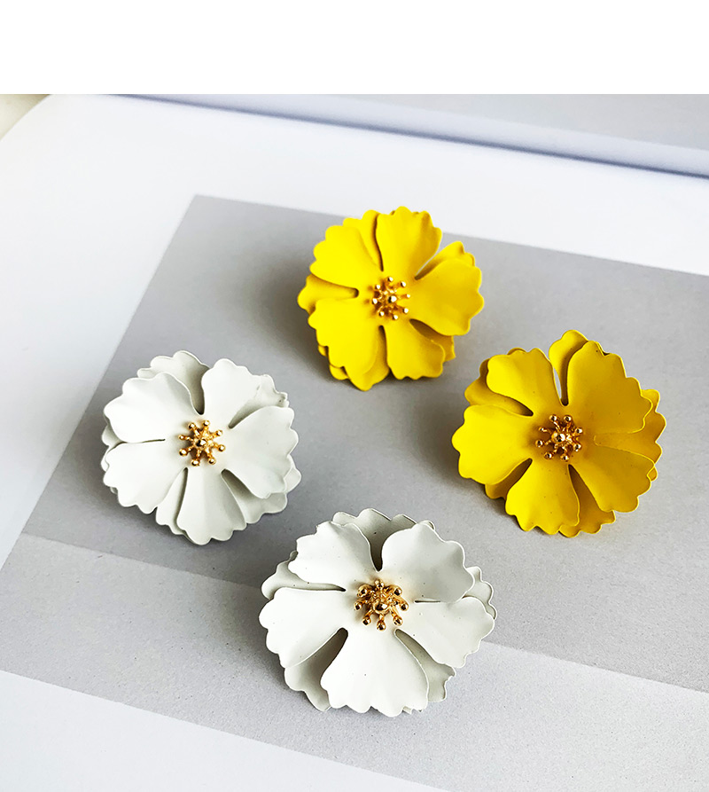 Fashion Yellow Alloy Flower Earrings,Stud Earrings